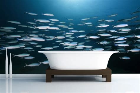 Mural Fish School Wall Mural 3D 3D wallpaper natural living room mural ...