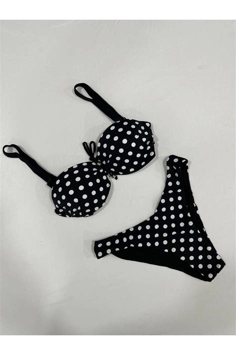 hazelin Kadın Siyah Puantiyeli Astarlı Bikini Takım HZL25S LC2223 Fiyatı Yorumları