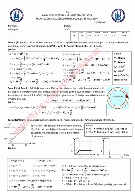 Dinamik Dersi Vize Sorular Ve Z Mleri Vize Ve Final Sorular