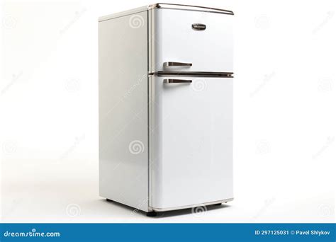 top mount fridge isolated  white background side view  stainless