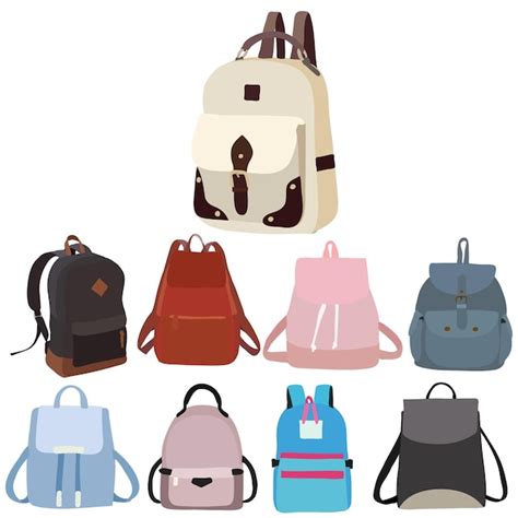 Premium Vector Set Of Backpacks