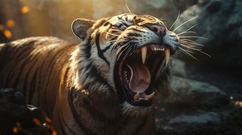 Premium Ai Image Angry Roaring Tiger Generative Ai