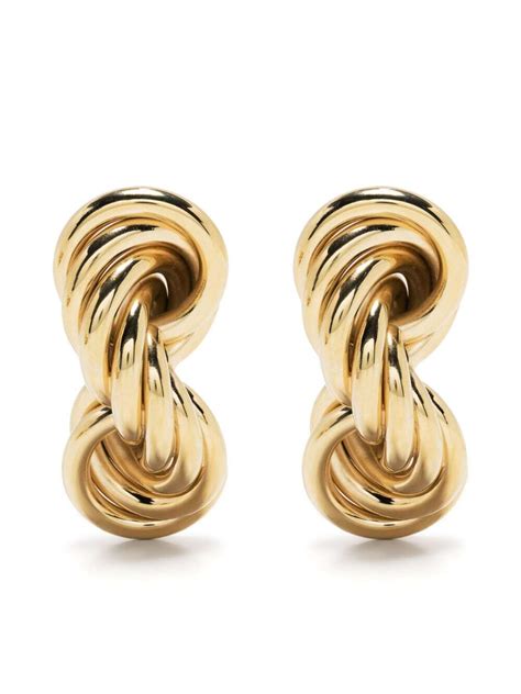 JIL SANDER Twist Design Drop Earrings Gold Editorialist