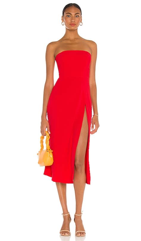 Amanda Uprichard Mandy Midi Dress In Red Modesens