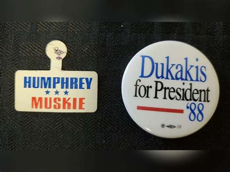 Humphrey Muskie Presidential Campaign Rectangle Fold Over Tab Pin And