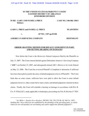 Fillable Online Arb Uscourts Order Granting Motion For Default Judgment