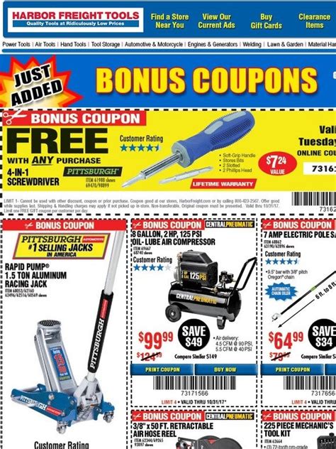 Harbor Freight Tools Attention Your Bonus Coupons Are Here Milled