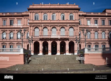 A General View Of The Pink House Casa Rosada Also Known As The