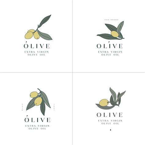 Premium Vector Olive Branch Simple Linear Style Logo Composition