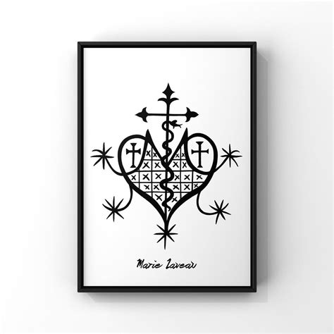 Veve Marie Laveau Voodoo Symbol Print Loa Sigil New Orleans Magic