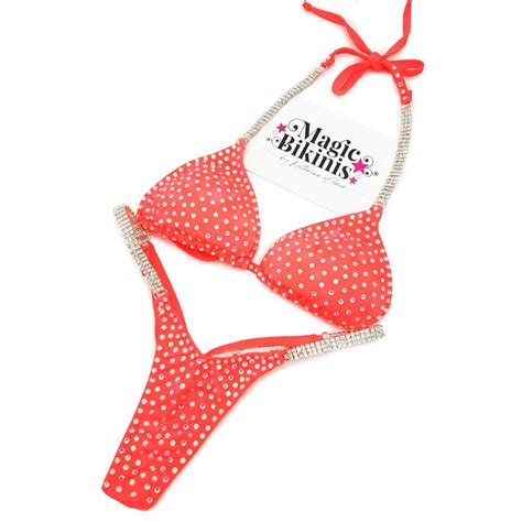 Competition Bikini No 141 Acid Tang Neon Coral With Connectors Magic Bikinis Custom