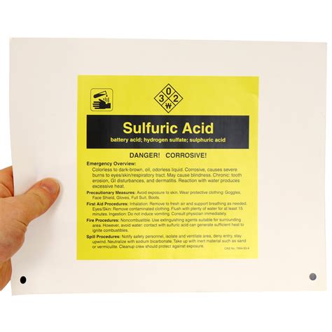 Right-to-Know Chemical Sulfuric Acid Label, SKU: LB-1584-120