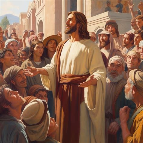 Premium AI Image Jesus Christ Talking To People Oil Painting