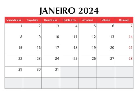 Calendario Portugu S De Enero De Ilustraci N Editable Vectorial