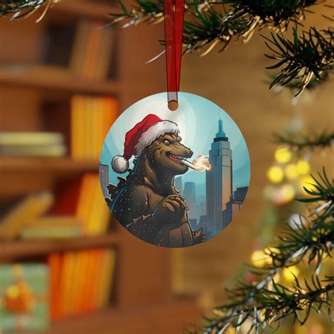 Godzilla Christmas Ornaments smoking, Cigarette, 2023, Gift, Metal - Etsy