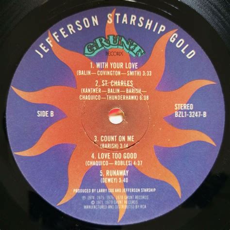 Jefferson Starship Gold 1979 Vinyl Lp Classic Rock Us Grunt Ride