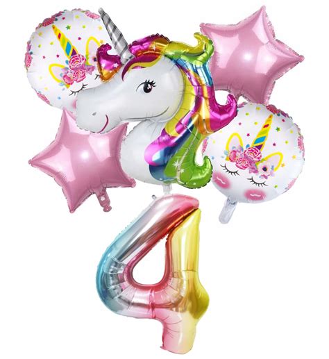 Zestaw Balon W Urodziny Unicorn Jednoro Ec Czwarte R Owe Dziewczynki