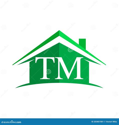 Initial Logo Tm With House Icon And Green Color Business Logo And