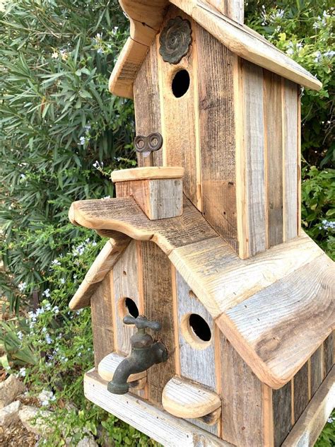 Rustic Natural Two Story Birdhouse Bird Box Nesting Box Etsy