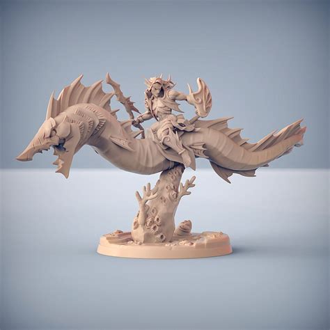 Triton Eel Rider B Premium Dnd Miniature Mini Fishfolk Sanded & Primed Resin 3D Printed 28mm ...