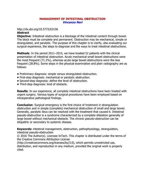 Management Of Intestinal Obstruction Minerva 2