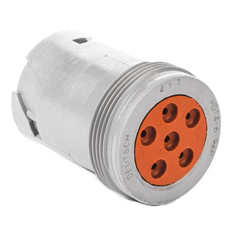 Hd14 6 96p Hd10 Series 6 Pin Receptacle Threaded Rear Gray