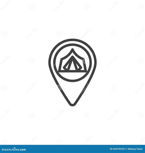 Refugee Camp Location Line Icon Stock Vector Illustration Of