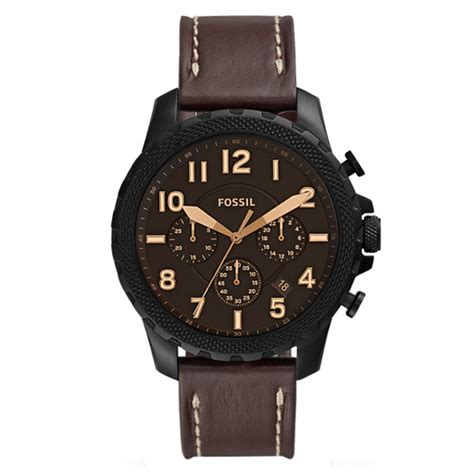 Fossil Mens Quartz Brown Leather Strap Black Dial 46mm Watch Fs5601 Royalwristpk