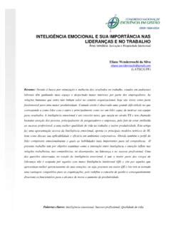 INTELIGÊNCIA EMOCIONAL E SUA IMPORTÂNCIA NAS intelig 202 ncia