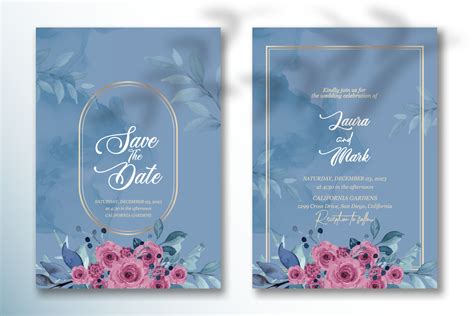 Premium Vector Wedding Invitation Template With Watercolor Flower