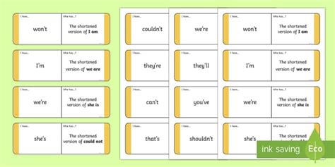 Shortened Words Loop Cards Professor Feito Twinkl