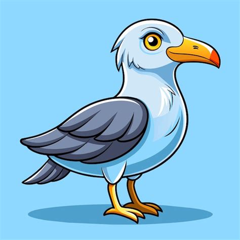 Premium Vector Cute Seagull Cartoon Vector With Sky Background