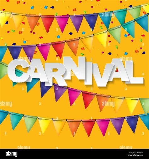 Carnival Banner With Bunting Flags And Flying Balloons Vector