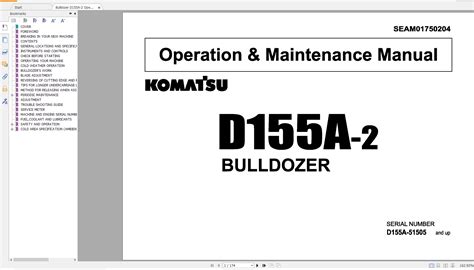 Komatsu D A Bulldozer Operation And Maintenance Manual Seam