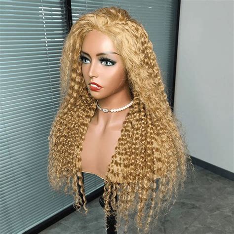 Lemoda Honey Blonde Curly Wig X Transparent Lace Front Human Hair