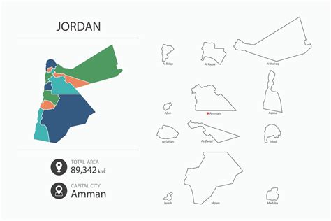 Map Of Jordan With Detailed Country Map Map Elements Of Cities Total