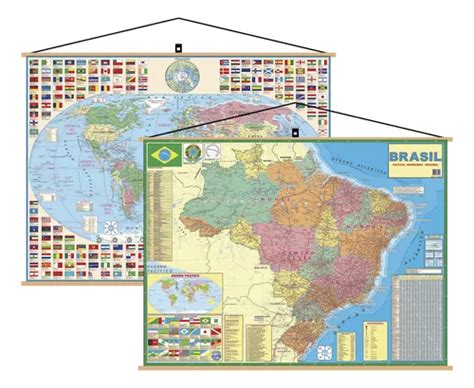 Mapa Brasil Mundi Banner Moldura Laminado Gigante Politico