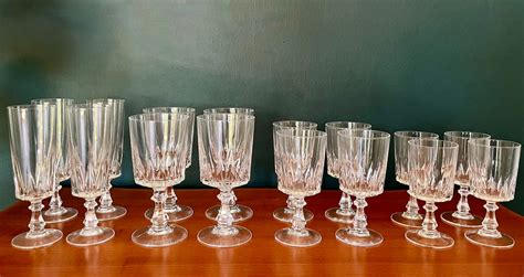 Vintage French Crystal Set From Cristal D Arques Model Louvre Including