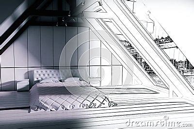 Unfinished Bedroom Blueprint Royalty-Free Stock Image | CartoonDealer ...