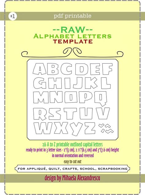 Printable Alphabet Capital Letters Template for Applique, Pdf Pattern ...