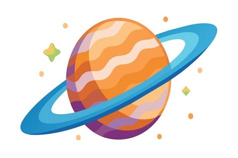 Un Dibujo Animado De Un Planeta Con Un Anillo Azul A Su Alrededor Vector Premium