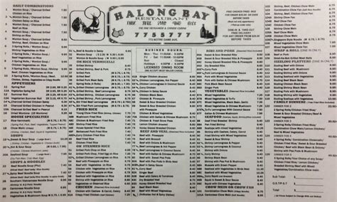 Menu at Ha Long Bay Restaurant, Winnipeg