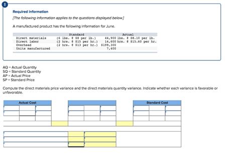 Solved Compute the direct materials price variance and the | Chegg.com