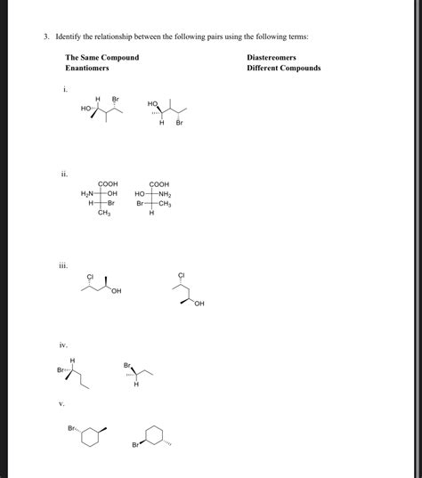 Solved Identify The Relationship Between The Following Pairs