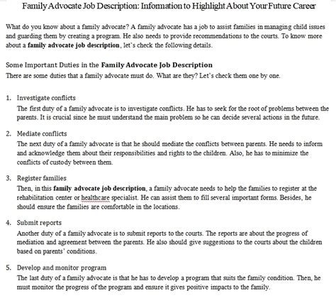 Family Advocate Job Description: Information to Highlight About Your Future Career | shop fresh