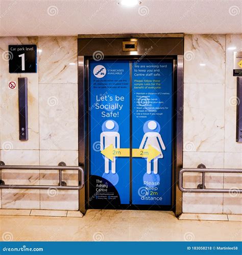 South London Shopping Centre Lift Doors Advising Shoppers To Keep 2m
