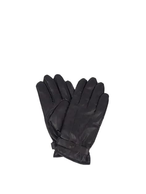 Barbour Mens Burnished Leather Thinsulate Gloves Black