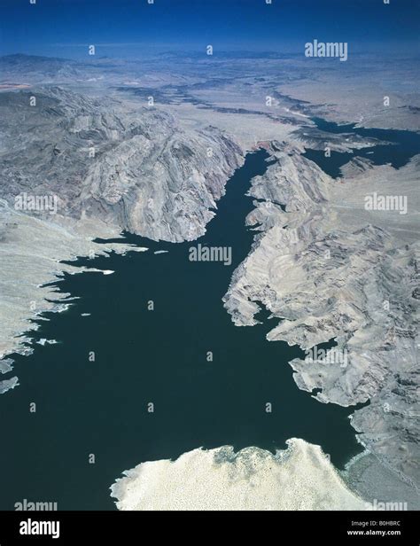 Lake Mead Reservoir Aerial View Hoover Dam Nevada Usa Stock Photo