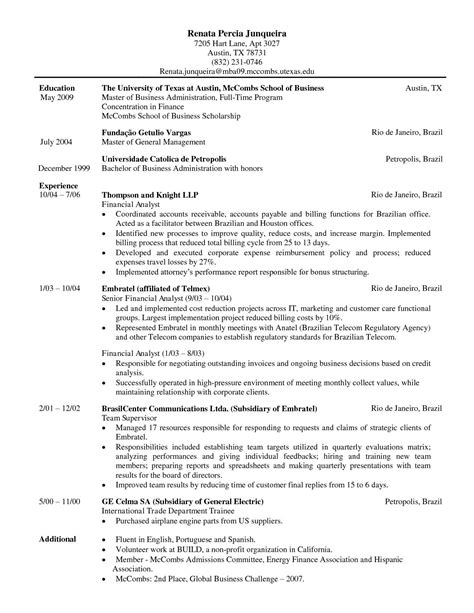 Ut Mccombs Resume Template