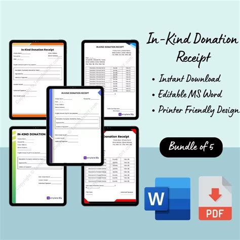 In Kind Donation Receipt Template Printable In Pdf Word